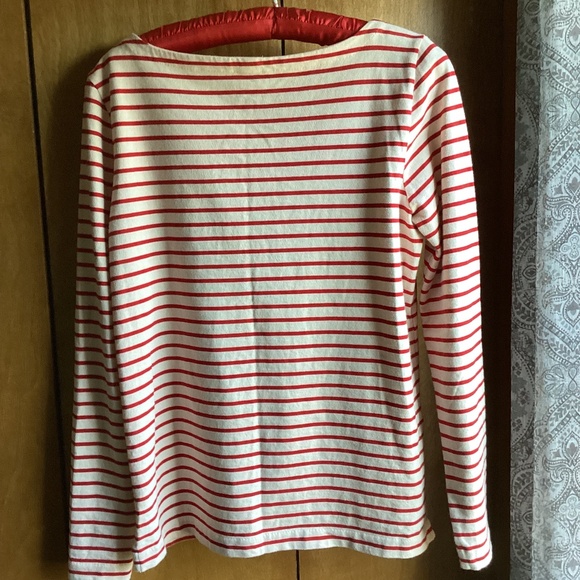 EUC J.Crew Red & White Striped Boatneck Top, 100% Cotton - Picture 4 of 6